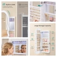 thumbnail image 2 of LEDREM Wall-Mounted Mirror Jewelry Cabinet with LED Lights, Lockable Wavy Full-Length Mirror and Jewelry Organizer, 16.5 x 42.5 Inches, White, 2 of 6