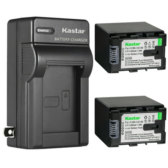 Kastar 2-Pack Battery and AC Wall Charger Replacement for JVC GZ-N1 GZ-N5 GV-LS1 GV-LS2 GZ-G5 AA-VG1U AA-VG1US AA-VG1EUM AA-VG1USM GZ-E10 GZ-E100 GZ-E180 GZ-E200 GZ-E200AU GZ-E200BU GZ-E200RU GZ-E205