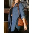 thumbnail image 2 of Doublju Womens Long Sleeve Denim Chambray Button Up Shirt Top, 2 of 4