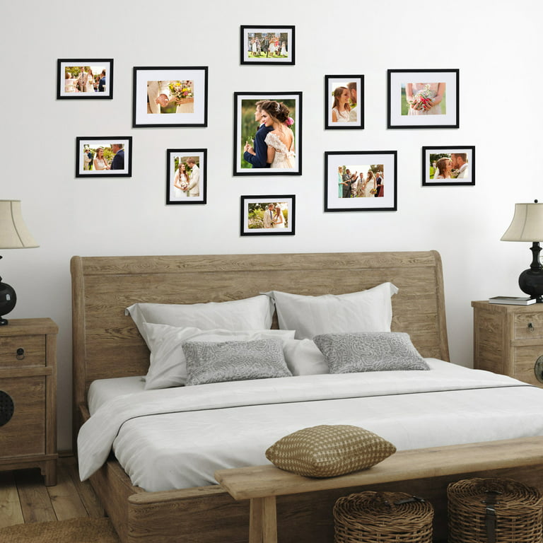upsimples 5x7 Picture Frame Set of 10, Display Pictures 4x6 with Mat or 5x7  Without Mat, Multi Photo Frames Collage for Wall or Tabletop Display, Dark