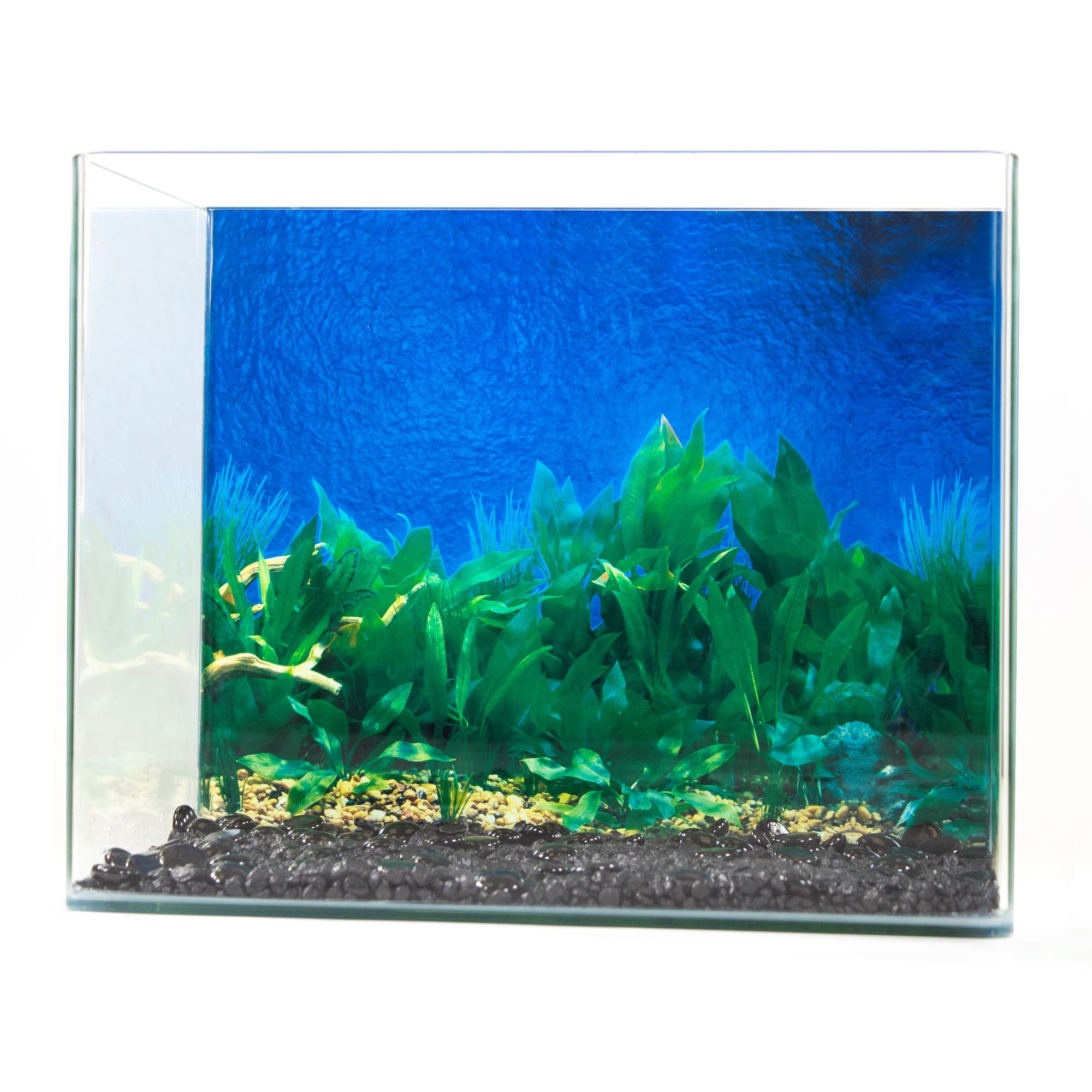 Tide & Treasure Double Sided Aquarium Background, Aquatic Plant And Solid Blue, up to 29 Gallon Tank