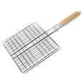 thumbnail image 2 of Stainless steel barbecue tongs with wooden handle, fish grill basket and bread clip for outdoor cooking, 2 of 6
