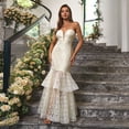thumbnail image 6 of Angel-fashions Women's Strapless V Neck Mermaid Hem Lace Dress Elegant Maxi Long Formal Evening Party Wedding Bridal Gown, 6 of 6