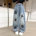 thumbnail image 2 of MuXiKeJi Clothes Baggy Jeans for Girls Front Pocket Letter Print Loose Fit Straight Leg Denim Pants Autumn Casual Bottoms Girls Wide Leg Jeans, 2 of 6