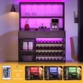 thumbnail image 3 of DWVO 5 Tier Home Bar Unit, 67" Modern Bar Cabinet with RGB LED Light, Wine Rack and Goblet Holder, Wood Bakers Rack Coffee Bar with Drawers, Black Gray, 3 of 6