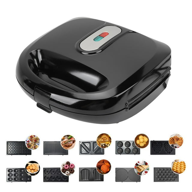 Máquina De Desayuno, 10 En 1 Sandwichera Eléctrica Panini Máquina Para Hacer Gofres Con Platos Extraíbles Máquina De Desayuno Eléctrica De Calentamiento Rápido Para