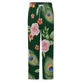 thumbnail image 5 of Peacock Feather Floral Print Winter Female Pants Flannel High Waist Women Pants Lady Warm Straight Leg Plush Trousers, 5 of 7