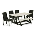 thumbnail image 2 of East West Furniture V-Style 6-piece Wood Dining Table Set in White and Black, 2 of 6
