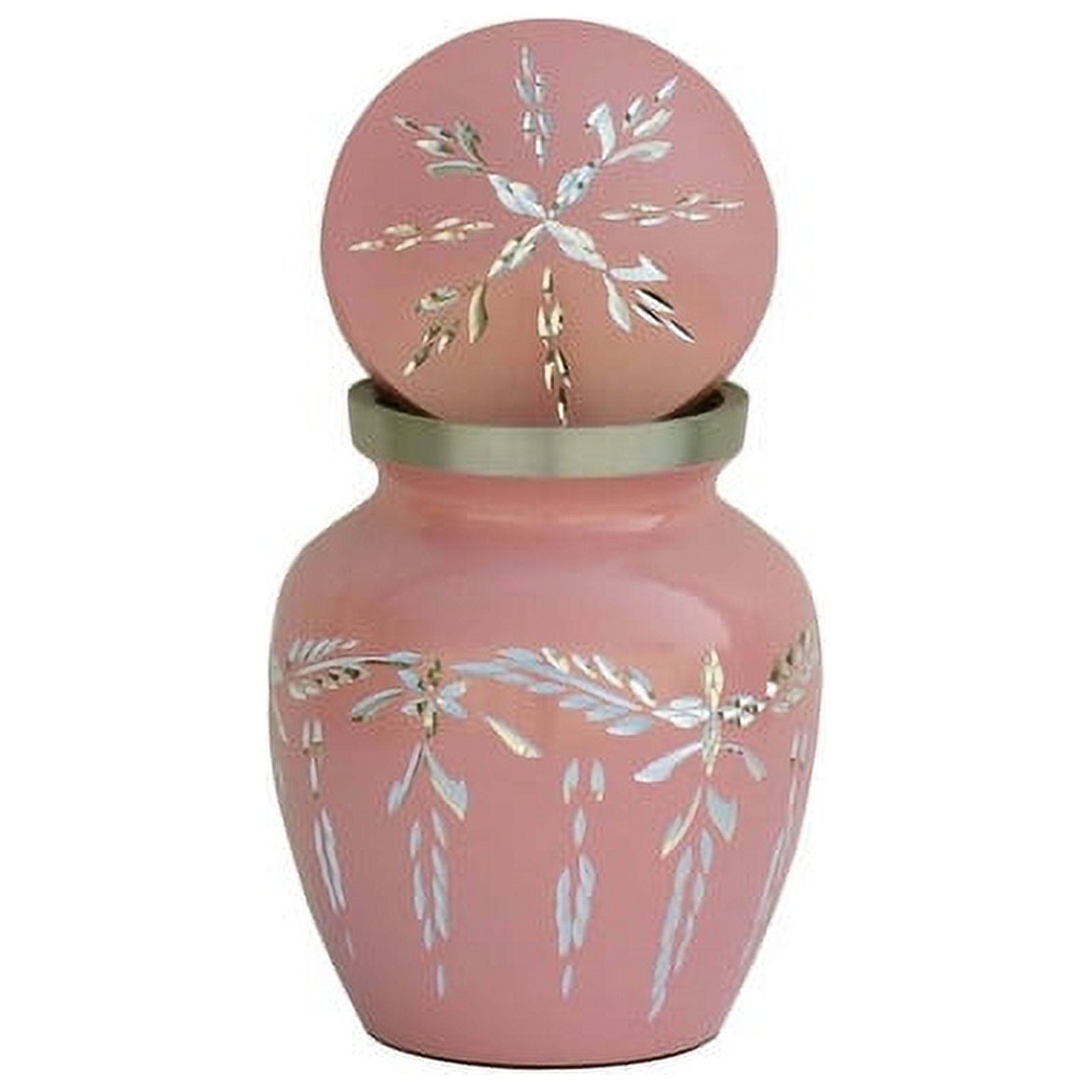 SHREYAS Aluminium PINK SL DZ Medium Size Cremation URNs Keepsake Vase of Human & Pet Ashes