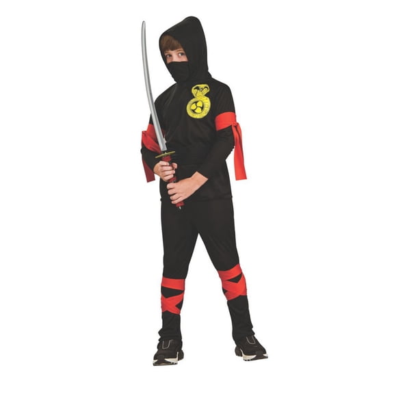 Fuller Cut Black Ninja Boy's Halloween Fancy-Dress Costume for Child, S