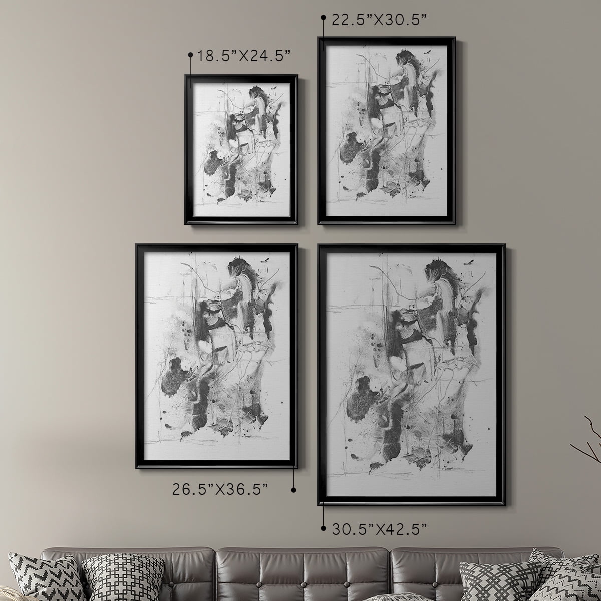 Graphite Abstract I Premium Framed Print, in Gold, Black, or Silver - Ready to Hang
