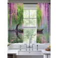thumbnail image 3 of Purple Vine Flowers Sheer Curtains 63 Inches Length 2 Panels Set, Window Sheer Curtains for Living Room/Bedroom, Spring Tree Lake Boat Retro Oil Painting Light Filter Rod Pocket Curtain 52''x63''x2, 3 of 8