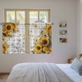thumbnail image 3 of Farmhouse Sunflower Kitchen Curtains 45 Inch Length, Vintage Daisy Butterflies Gray Wood Tiers Curtains for Bathroom Bedroom Cafe, Light Filtering Small Window Treatment Drapes 2 Panels 42"Wx45"L, 3 of 8