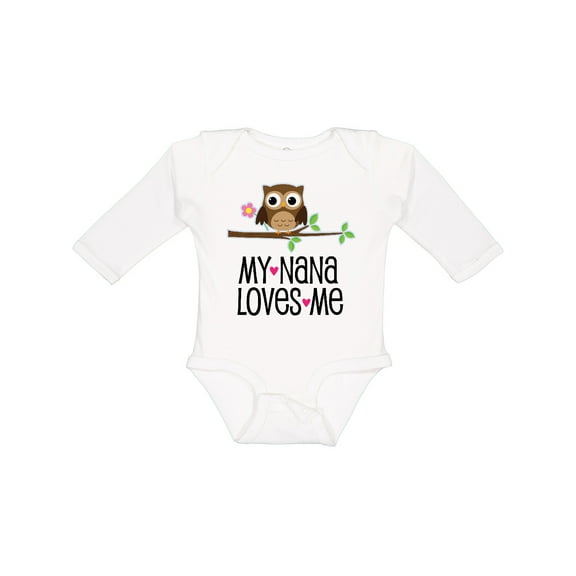 Inktastic My Nana Loves Me Owl Girls Long Sleeve Baby Bodysuit