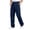 Navy, variant on Mens Business Pants Classic Fit Stretch Waist Loose Lightweight Trousers Straight Casual Work Dress Slacks with Belt Loop Navy L