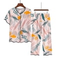 thumbnail image 1 of Conjunto de pijama con estampado para madre de mediana edad, ropa de dormir con cuello en V, manga corta, pantalón de nueve puntos, talla grande, para el hogar, XL-5XL, 1 of 4