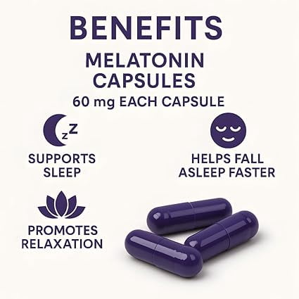 Buy The Crave Melatonin 60mg Extra Strength – High-Dose Sleep Support for Adults, 500 Capsules
