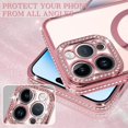 thumbnail image 2 of for iPhone 14 Pro Max Phone Case Magnetic Glitter Sparkly Clear Luxury Plating Diamond Bumper Full Camera Protective Cover Compatible with MagSafe for Women Girls -Pink, 2 of 12