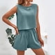 thumbnail image 5 of Conjunto de jogging de 2 piezas para mujer: camiseta sin mangas y pantalones cortos, cintura elástica, conjunto deportivo informal, 5 of 8