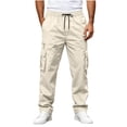 thumbnail image 4 of WAENQINLA Men's Elastic Drawstring Waist Straight Leg Cargo Pants Outdoor Hiking Fitness Casual Long Trousers with Multi-Pockets M-3XL, 4 of 9
