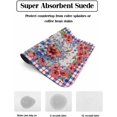 thumbnail image 2 of 4th of July Floral Dish Drying Mat for Kitchen Counter, Super Absorbent Quick Dry Coffee Bar Mat Pad Thin Diatomaceous Sink Mat Non Slip Dish Drainer Mat 16''''x18'''' Blue Red Plaid Independence Day, 2 of 6