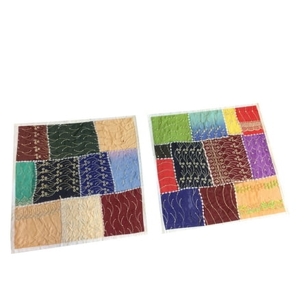 Embroidered Chair Pads Mogul Vintage Cotton Cushion Cover Colorful Embroidered Patchwork Pillow Sham Bohemian Interior 16
