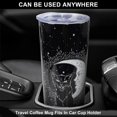 thumbnail image 3 of Vaso de gato, regalo gótico, taza negra con gato, regalo de bruja para mujer, vaso delgado de acero inoxidable de 593 ml con tapa y pajita, reutilizable para amantes de los gatos., 3 of 5
