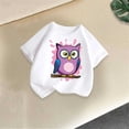 thumbnail image 6 of BXSRUTA Girls Owl Print Cotton Short Sleeve T-Shirt Summer Casual Tee for Big Kids 2-14 Years, 6 of 8