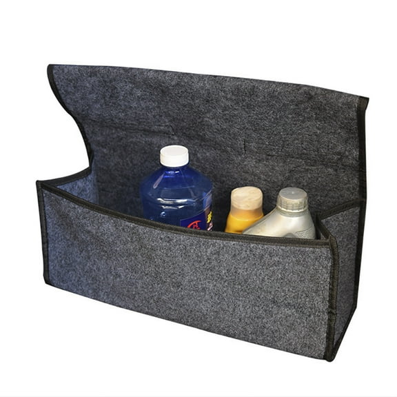 HEALEEP 1Set Rectangular Car Storage Box Dark Grey Trunk Organizer For Suv 19.3x6.3x9.4in