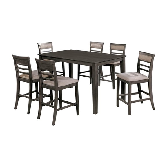 Furniture of America Alyssum Wood 7 Piece Counter Height Set in Weathered Gray
