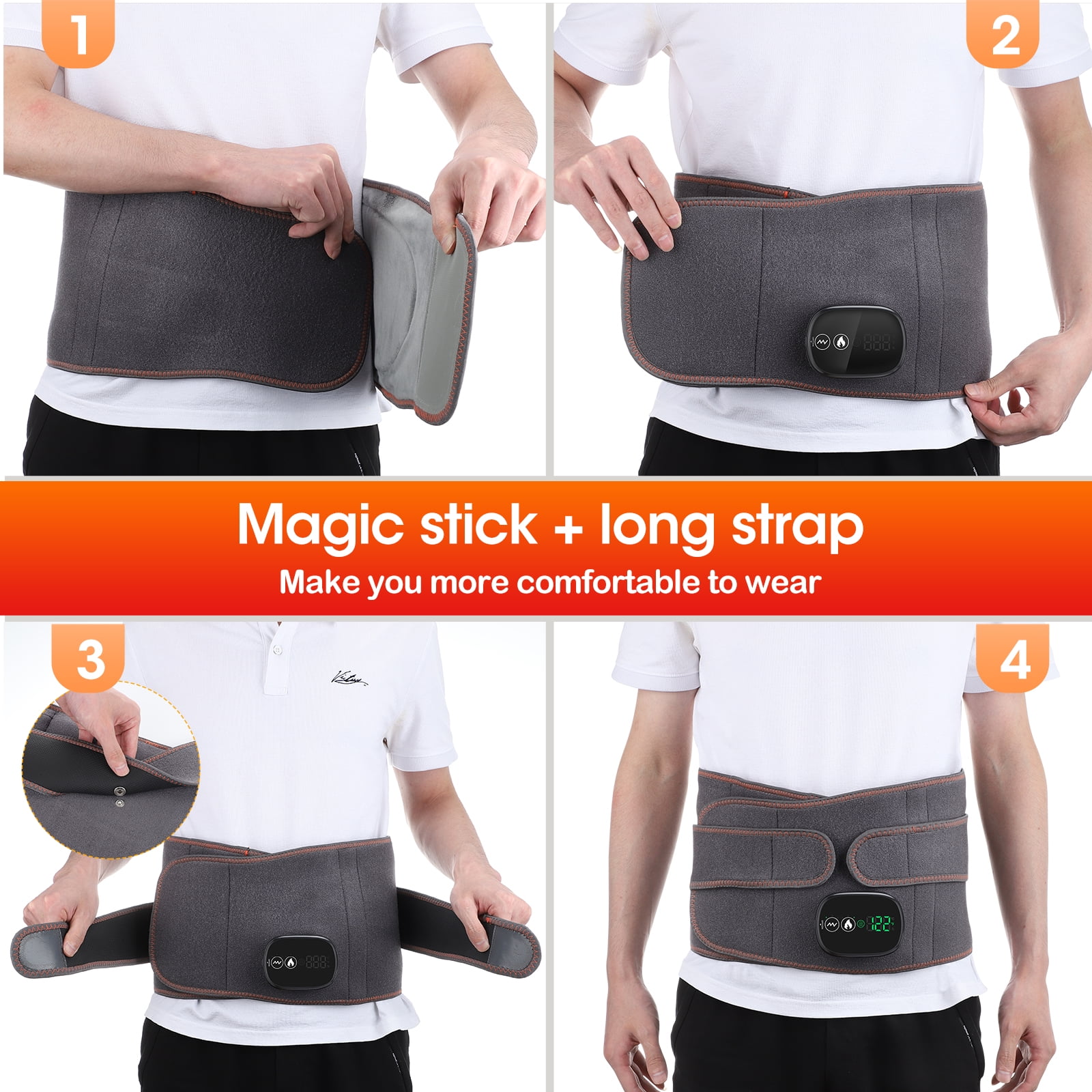 Cordless Heating Pad for Back, Heating Pad for Back Muscle Relax with 3 Heating & Vibration Modes, 5000mAh Heated Back Brace for Menstrual, Neck and Shoulders(46")