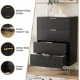 thumbnail image 4 of FURNIWAY Black 4 Drawer Dresser with Gold Handles, Fluted Wood Chest Nightstand for Bedroom, Living Room, Entryway, 4 of 9