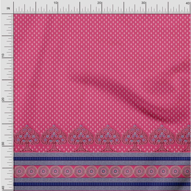 Soimoi Poly Georgette Fabric Damask,Tree & Mandala Panel Print Fabric by Yard 42 Inch Wide