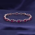 thumbnail image 4 of AFFY 14k Rose Gold Over Sterling Silver Leaf Shape Tennis Bracelet Round Shape Simulated Ruby 8.25", 4 of 6