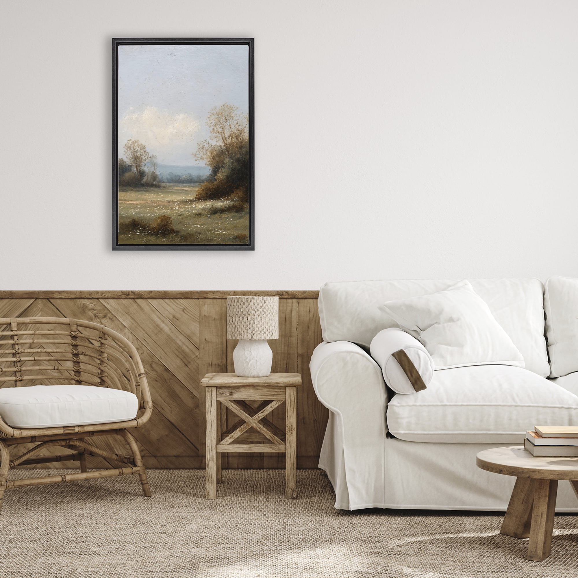 Stupell Industries Silent Little Meadow Black Framed Floater Canvas Wall Art, design by Petal Prints Design