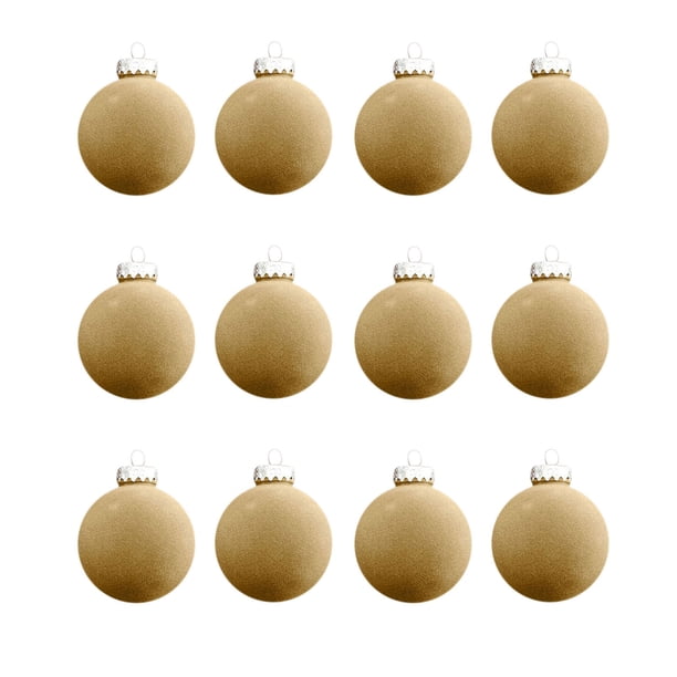 Decoración navideña 12 piezas Bolas navideñas de terciopelo Adornos navideños flocados Bolas de plástico Adornos colgantes decorativos navideños Decoración para árbol de Navidad Bola decorativa de 2,4