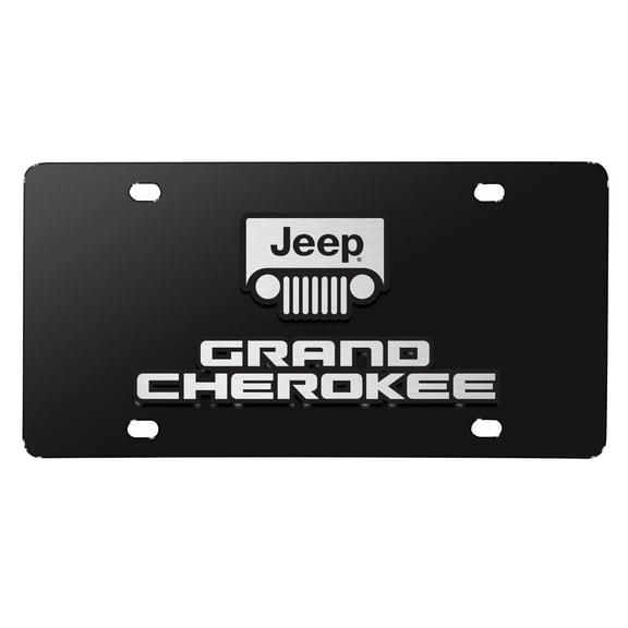 Jeep Grand Cherokee 3D Dual Logo Black Stainless Steel License Plate