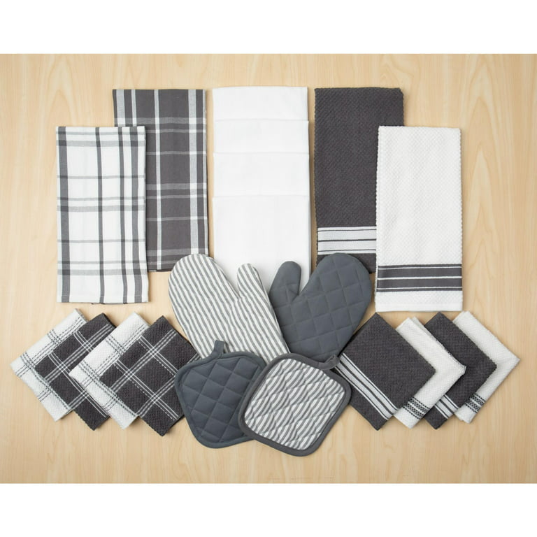 5 Pieces Buffalo Plaid Kitchen Towels Oven Mitts and Pot Holder Set Black  and White Kitchen