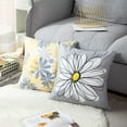 thumbnail image 4 of Set of 4 Throw Pillow Covers Gray and Yellow Modern Daisy with Pretty White Floral Hand Couch Sofa Decorative Pillow Cases Cushion Home Decor Square 16x16 Inches Pillowcases, 4 of 6