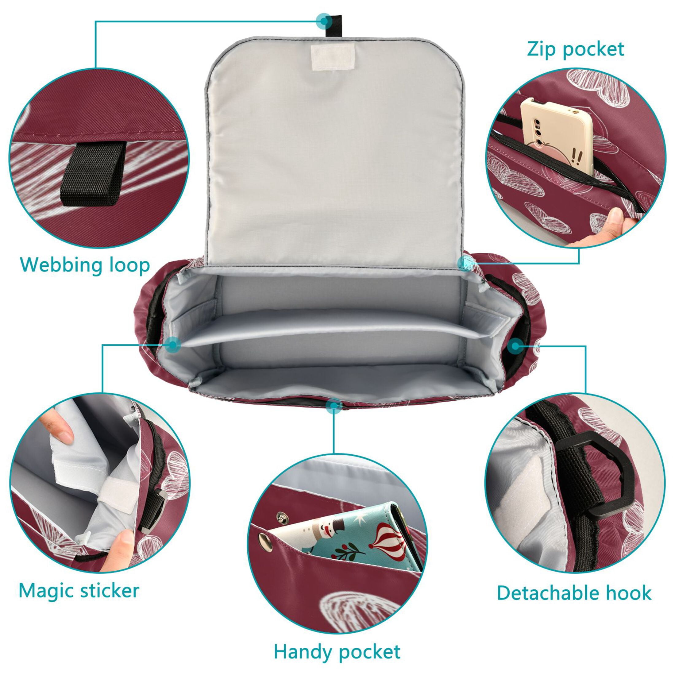DIXRUYEE Stroller Organizer Timeless Love Sketches Printed