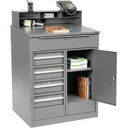 Global Industrial 237408 34.5 x 30 x 51.5 in. Shop Desk with 5 Drawers & Cabinet, Gray