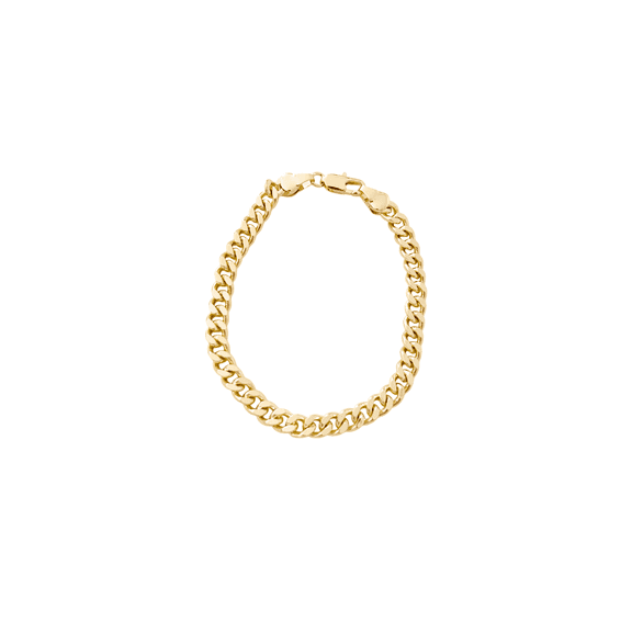 18K Gold Filled 3.5mm Miami Cuban Link Chain Bracelet, Unisex Design for Men & Women, Made in France, Stackable Bracelet, 7-Inch Length.