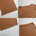 thumbnail image 4 of Women'S Solid Color Knitted Round Neck Long Sleeve Top Slit Long Skirt Two-Piece Set Yellow-Brown L, 4 of 7