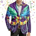 thumbnail image 2 of IWRICH Men's Mardi Gras Jacket Carnival Corduroy Blazer Printed Soft Work Formal Warm Casual Coat 21-Purple XL, 2 of 4