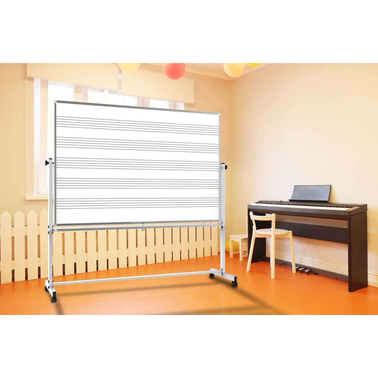 Offex Of-Mb7248Mw - 72" X 48" Double Sided Reversible Mobile Whiteboard, Music Whiteboard
