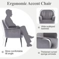 thumbnail image 4 of Modern Velvet Accent Chair with Metal Legs - Grey, 4 of 10