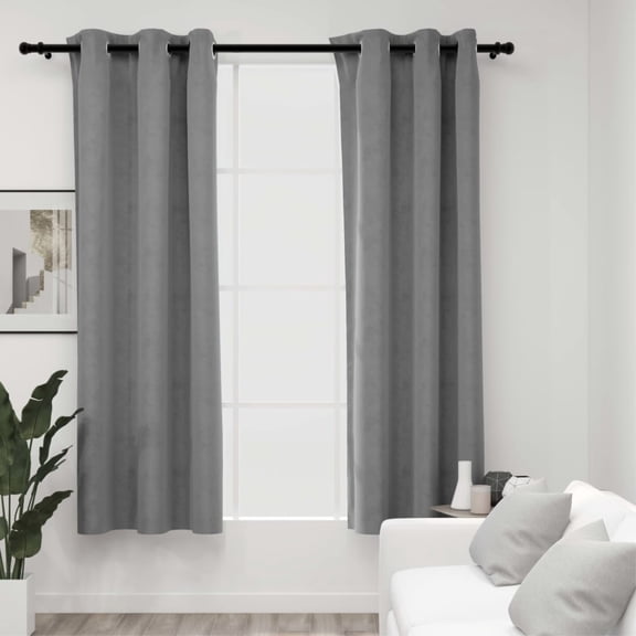 Casafoyer Blackout Curtains with Rings 2 pcs Gray 37"x84" Velvet