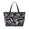 thumbnail image 2 of Pofeuu Colorful Tropical Leaves Print Beach Bag,Waterproof Sandproof Beach Tote Bag, Large Capacity Foldable Beach Bags for Women, 2 of 7