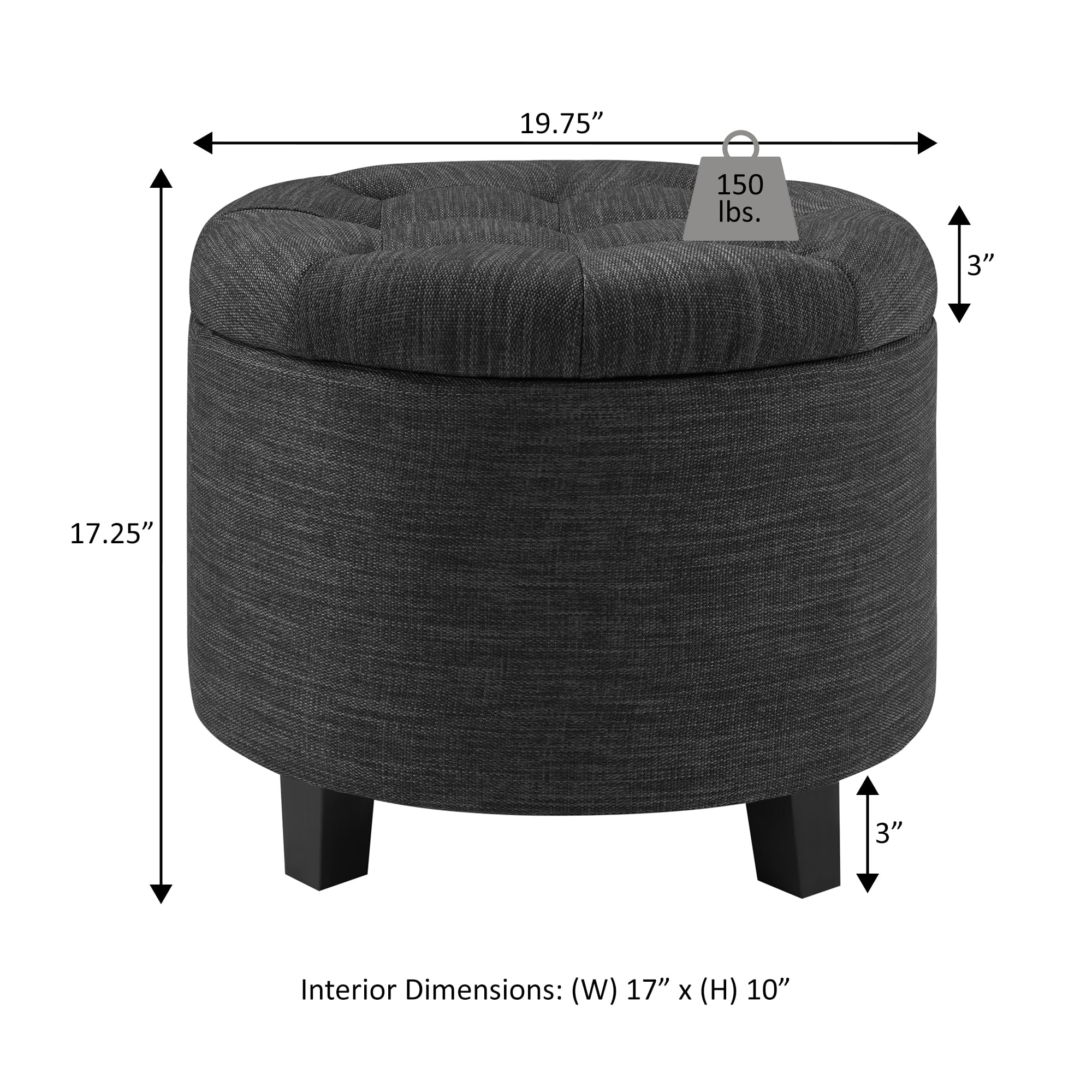 Convenience Concepts Designs4Comfort Round Ottoman