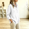 thumbnail image 4 of VBVC Women's Cotton Linen Henley Shirts , Ladies' Collared Long Sleeve Casual Blouses , Loose Fit Button Down Tunic Tops For Women, White , S-3XL, 4 of 6
